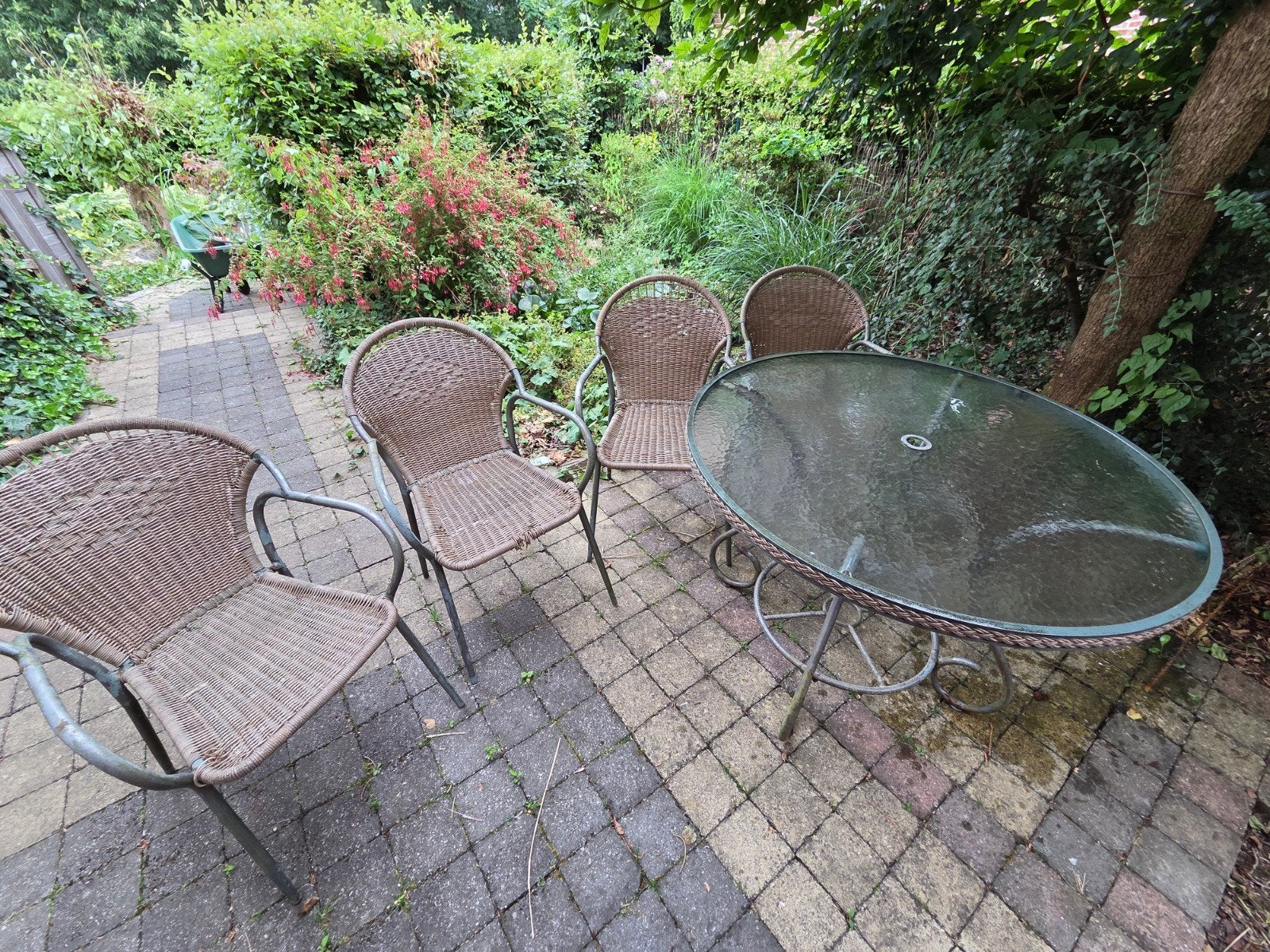 Tuinset 4 stoelen met tafel met stalen frame, Ophalen, Tuinset