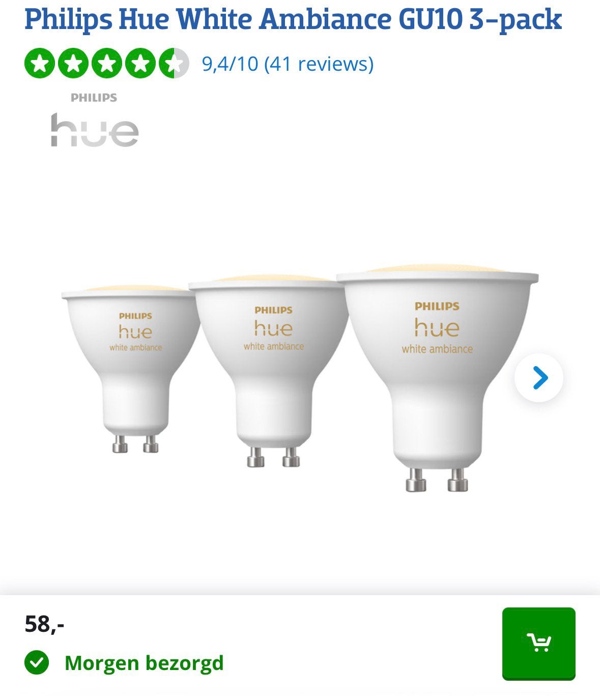 3x Philips Hue White Ambiance GU10 spot, Huis en Inrichting, Lampen | Losse lampen, Philips, Bluetooth, GU10, Ophalen of Verzenden
