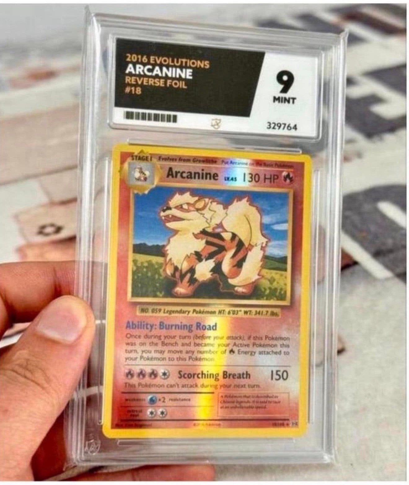 Pokemon 2016 ARCANINE reverse holo #18 18/108 grade 9 mint, Ophalen of Verzenden, Zo goed als nieuw, Losse kaart, Foil