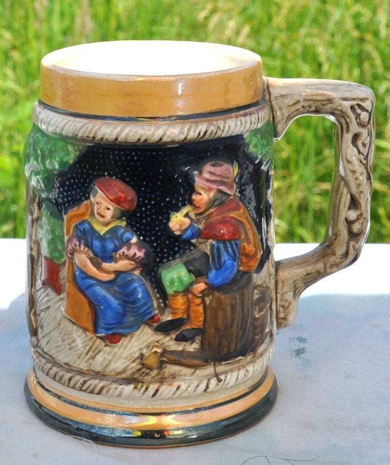 chope en faience decor couple et village, Antiek en Kunst, Antiek | Keramiek en Aardewerk, Ophalen of Verzenden