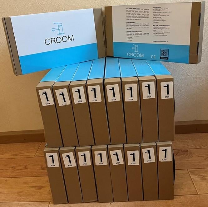 Partij Croom Wastafelkranen Onyx Mat Zwart 18 stuks., Doe-het-zelf en Bouw, Sanitair, Nieuw, Kraan, Ophalen