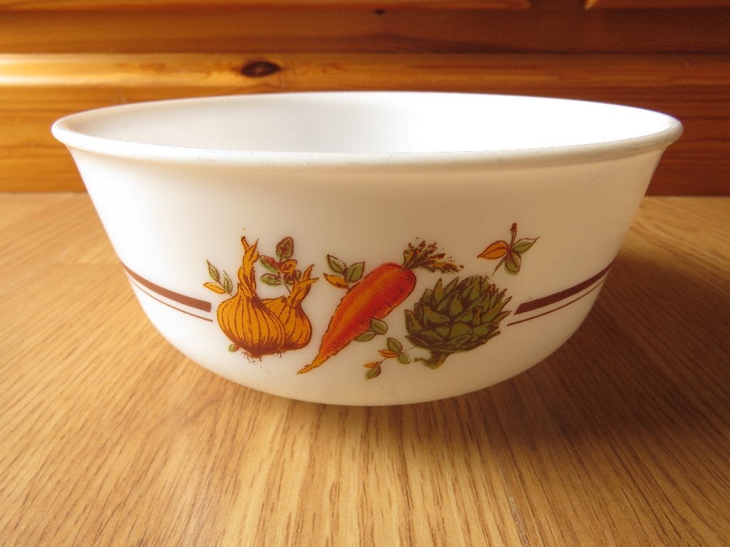 vintage arcopal saladier bol motifs légumes potager, Enlèvement ou Envoi, Utilisé, Récipient(s)