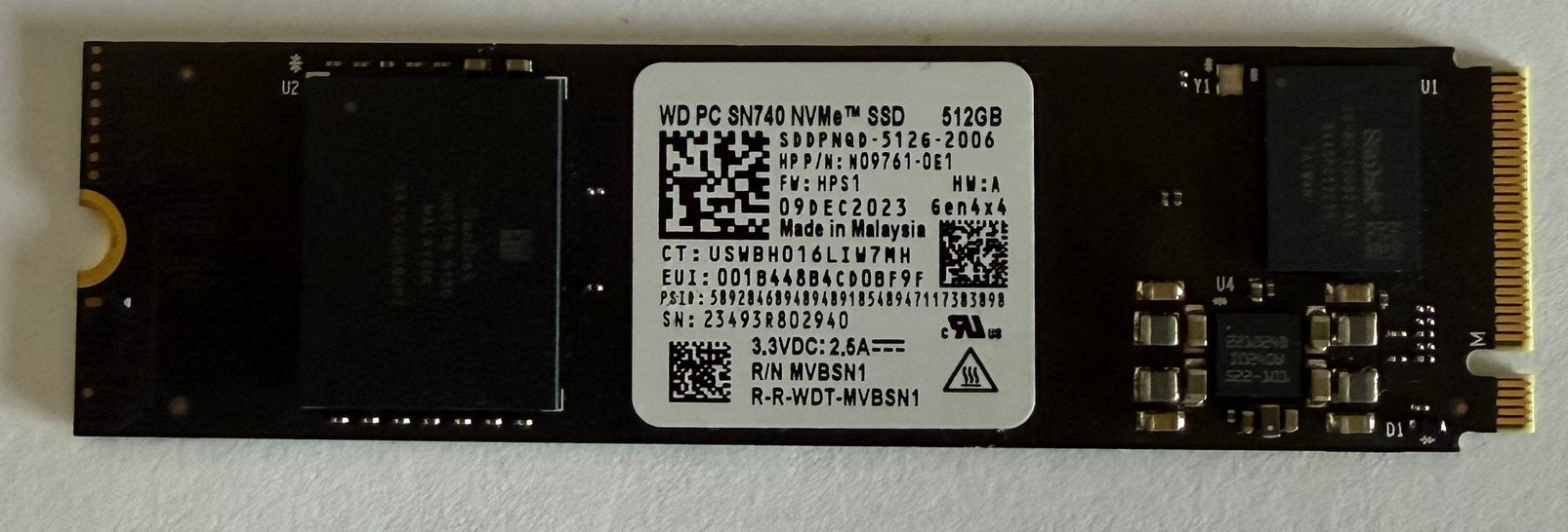 Western Digital Ssd NVMe 512 gb, Computers en Software, Harde schijven, Ophalen of Verzenden, Gebruikt, SSD