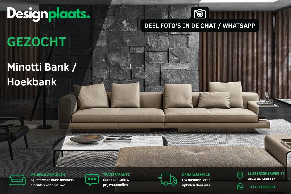 RECHERCHÉ : Minotti canapé / canapé d’angle — achat direct, Enlèvement ou Envoi, Banc d'angle, Design Bankstellen Minotti