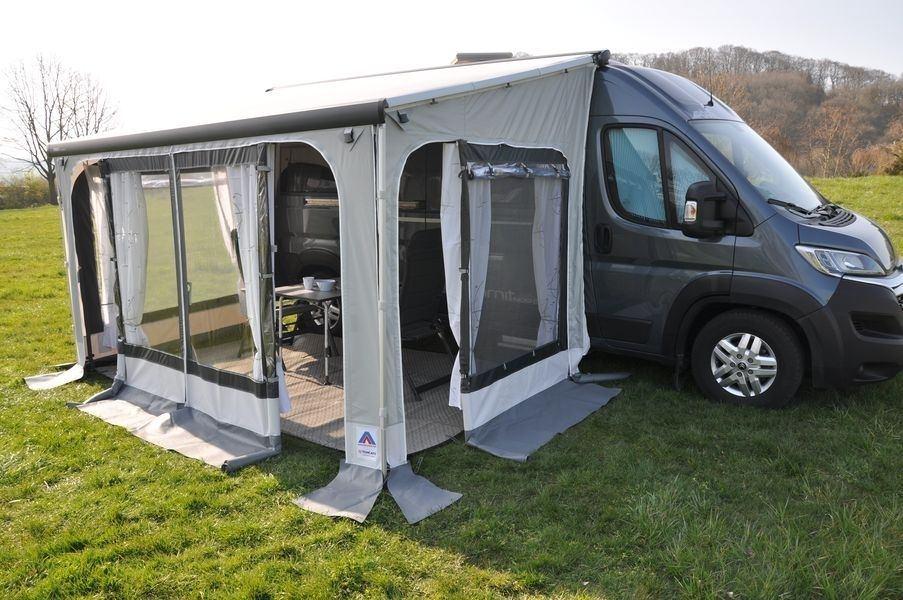 Voortent voor CamperVan Fiat Ducato Peugeot of Citroen, Caravans en Kamperen, Voortenten en Luifels, Ophalen, Zo goed als nieuw