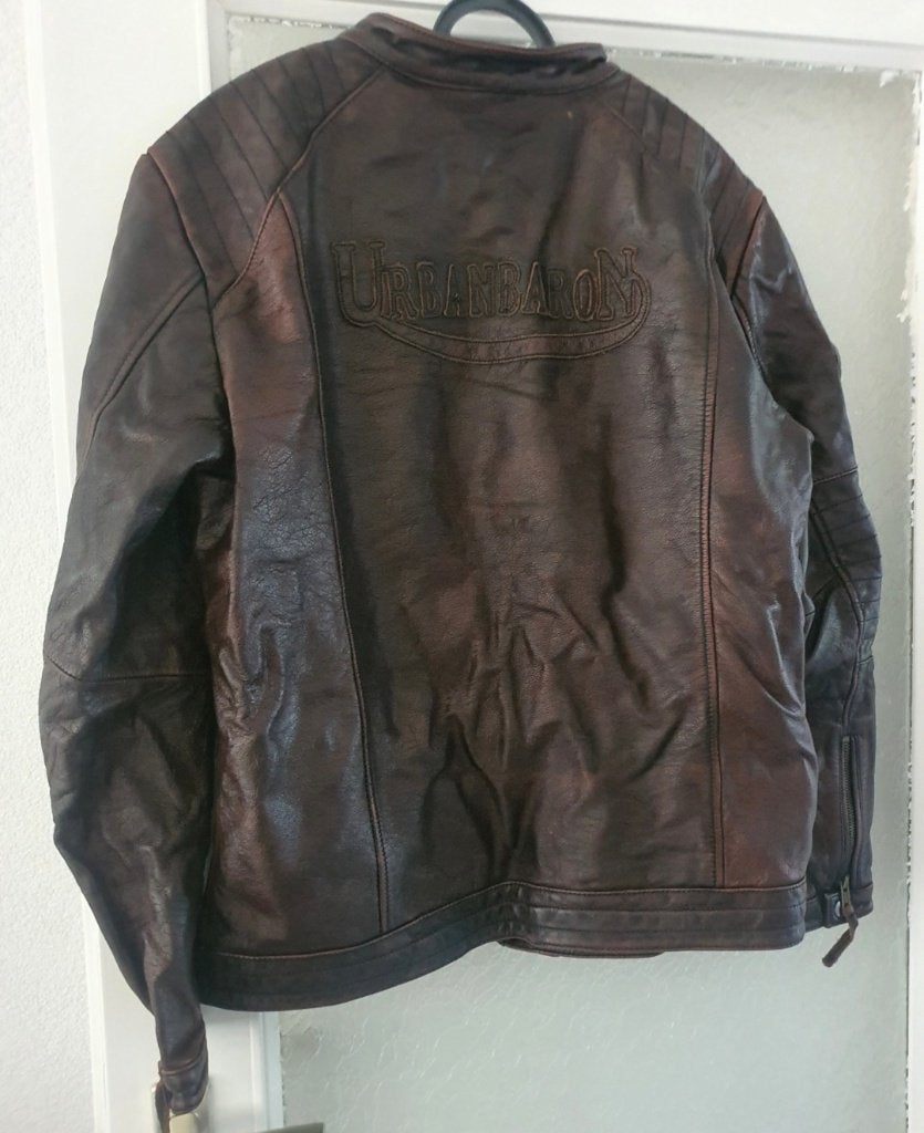 Bruine Urban Baron Leren Motorjack / Bikerstijl maat: 3XL, Motoren, Ophalen of Verzenden, Nieuw met kaartje, Heren, Jas | leer