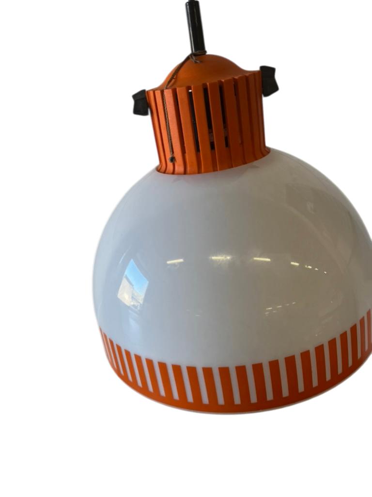 vintage oranje space age hanglamp / luster, Huis en Inrichting, Lampen | Hanglampen, Gebruikt, Kunststof, Ophalen