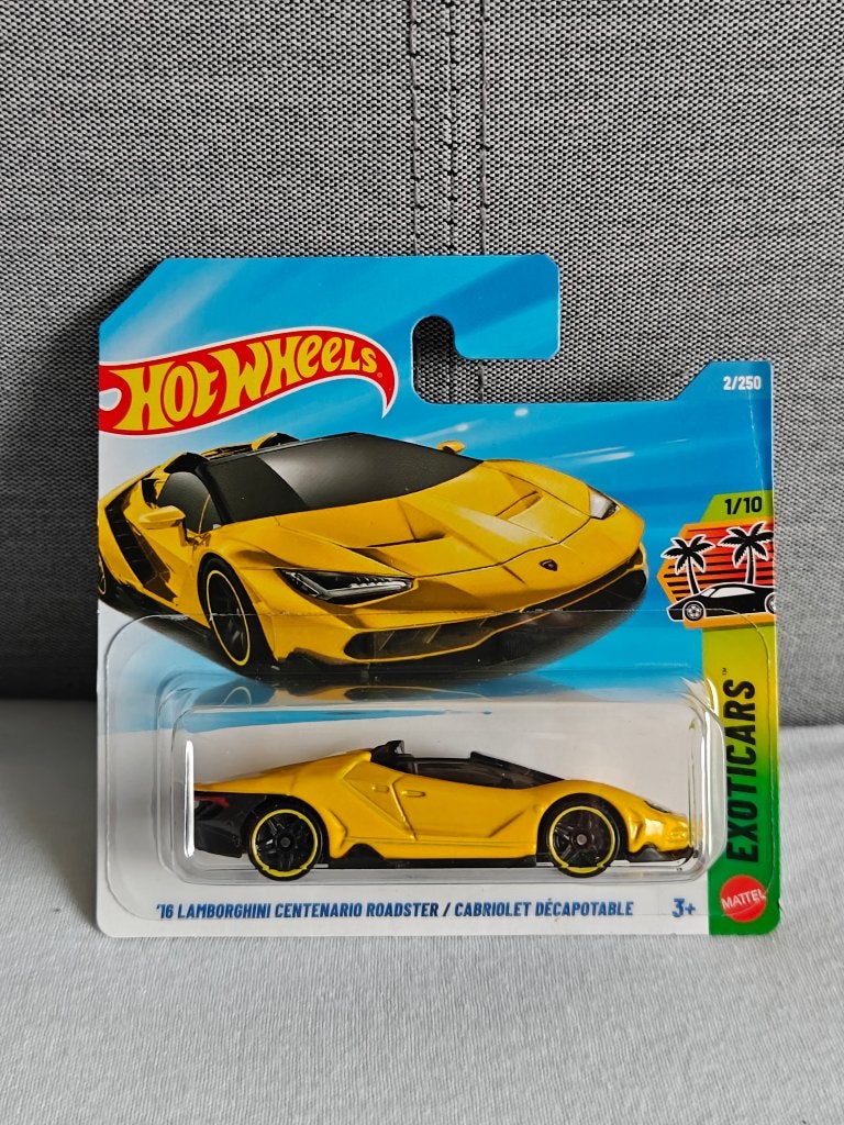 Hot Wheels 2016 Lamborghini Centenario Roadster Geel, Enlèvement ou Envoi, Neuf, Voiture