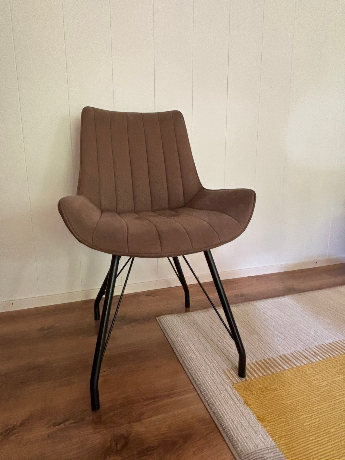 6 stoelen in microvezel, Landelijk, modern, vintage, industrieel, Comme neuf, Brun, Enlèvement