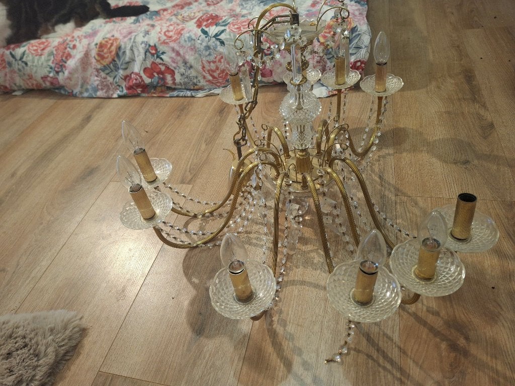 Lustre a vendre, Verre, Vintage, Enlèvement, Utilisé