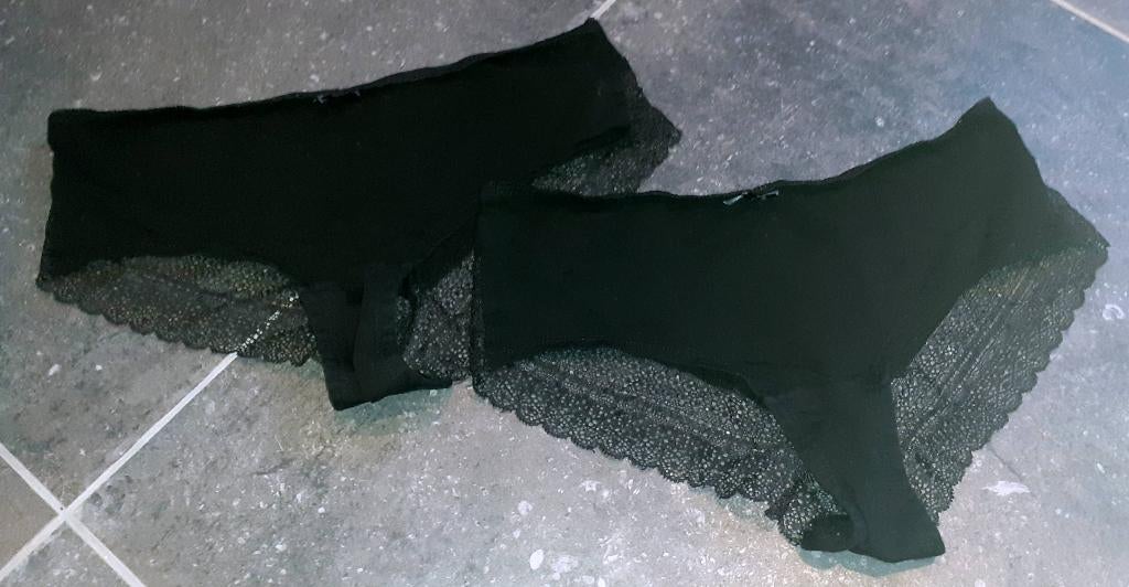 slip set 2 zwart met kant Zeeman S, Ophalen of Verzenden, Zwart, Slip