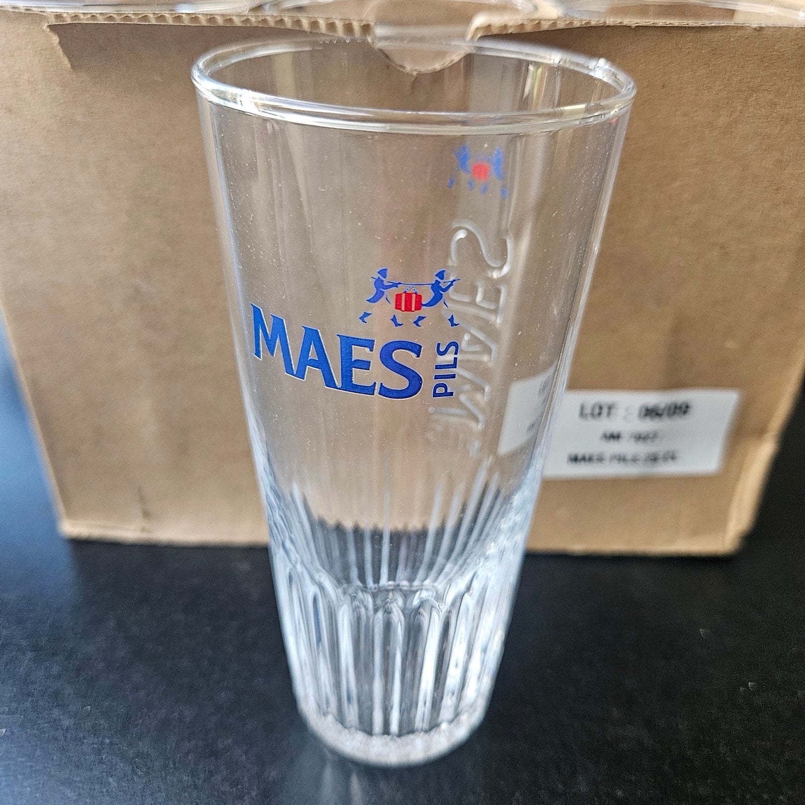 bierglazen, 12 stuks Maes Pils, geribbeld, 2 euro voor alles, Ophalen