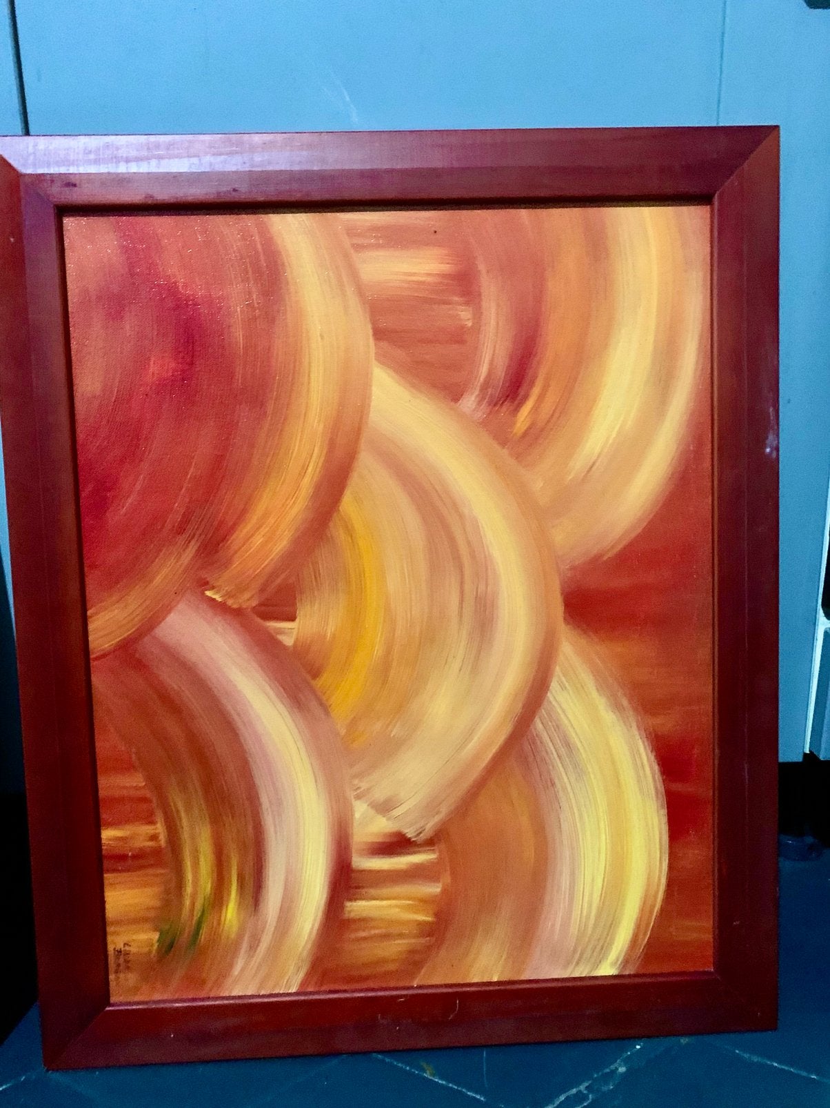 Tableau Peinture Abstraite "Rythmique" - Cadre Bois - 10€, Antiquités & Art, Enlèvement