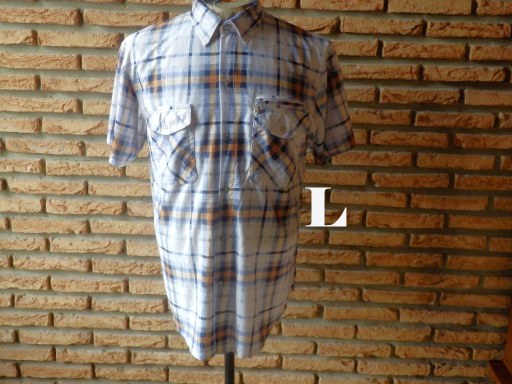 (1) - chemise homme t.L beige brune - GREEN G -, Kleding | Heren, Overhemden, Beige, Ophalen of Verzenden, Zo goed als nieuw, Halswijdte 41/42 (L)