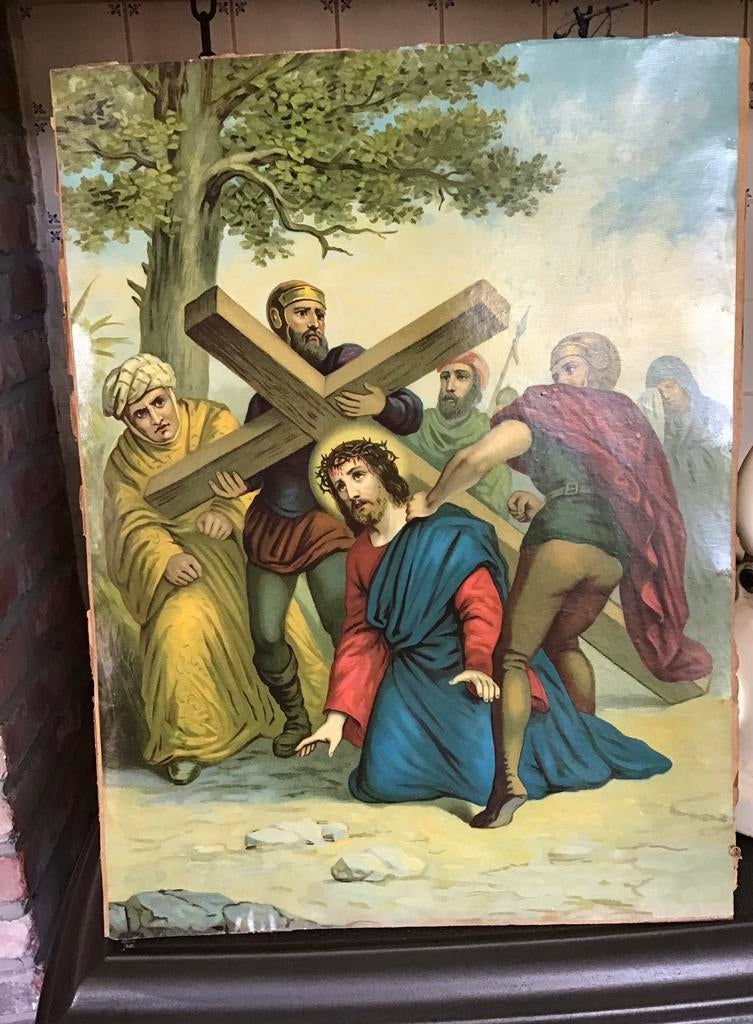 Gravure ancienne du Chemin de Croix de Jésus-Christ, Antiquités & Art, Enlèvement ou Envoi