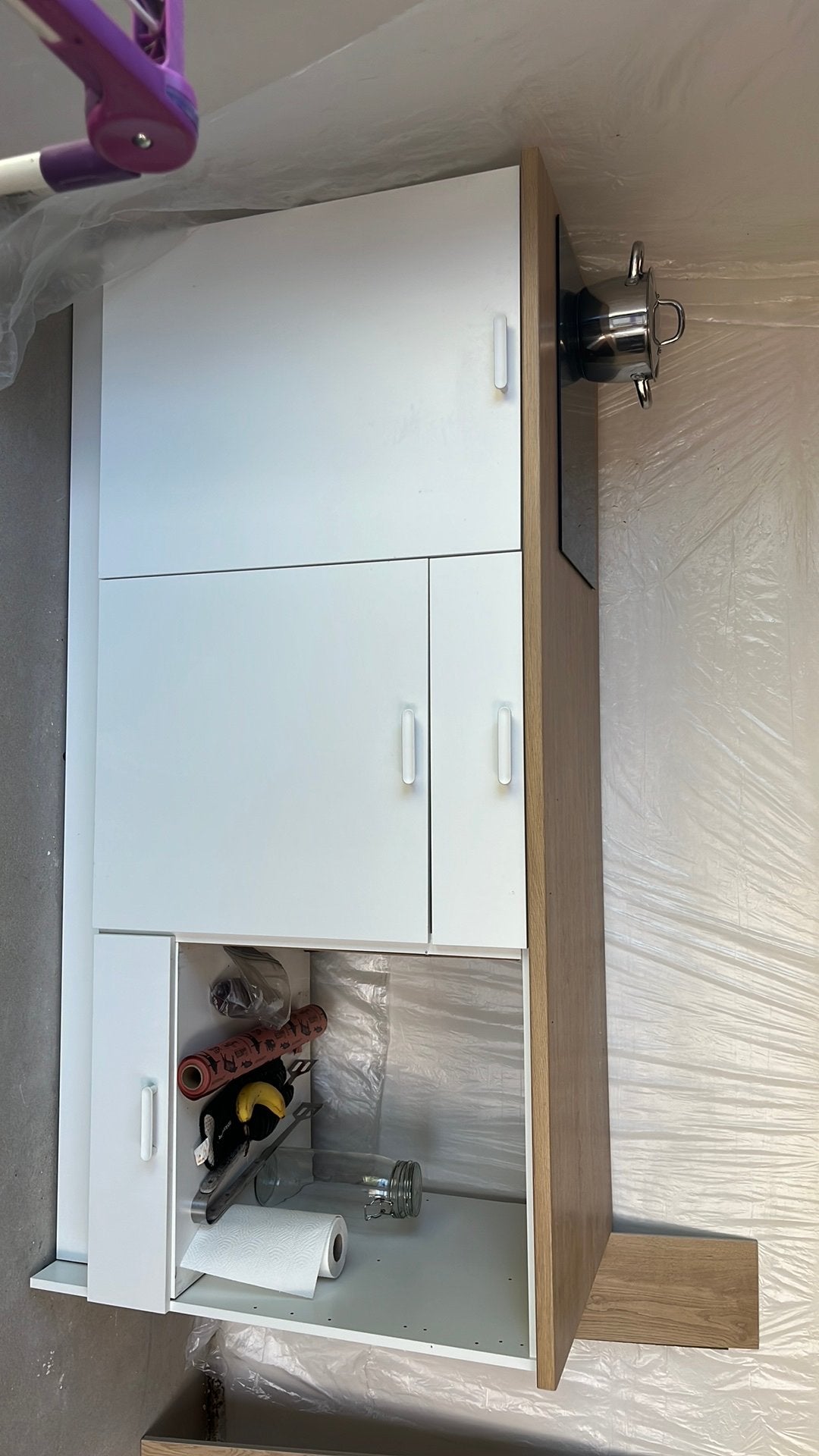 Tijdelijke keuken/kitchenette met oven en kookplaat, Ophalen, Gebruikt, Wit, 150 tot 200 cm