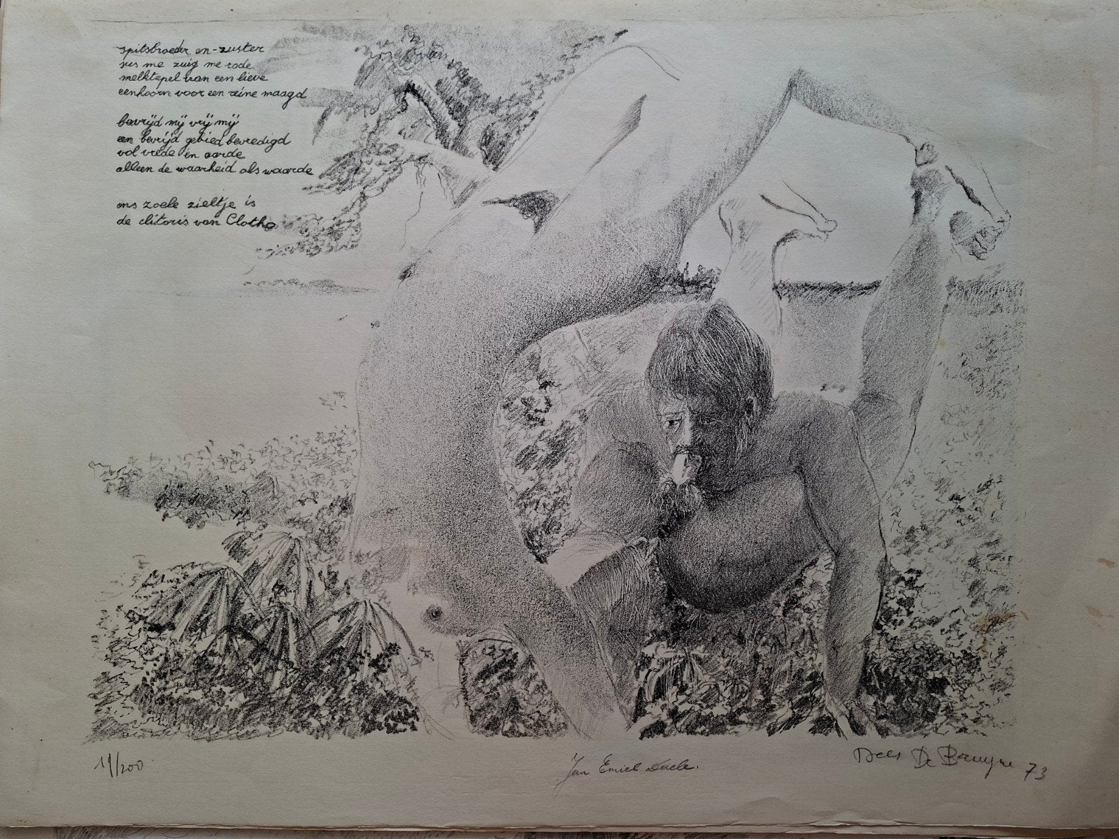 DE BRUYNE Dees  "Spitsbroeder en -zuster..." litho, Antiek en Kunst, Genummerd, Ophalen of Verzenden