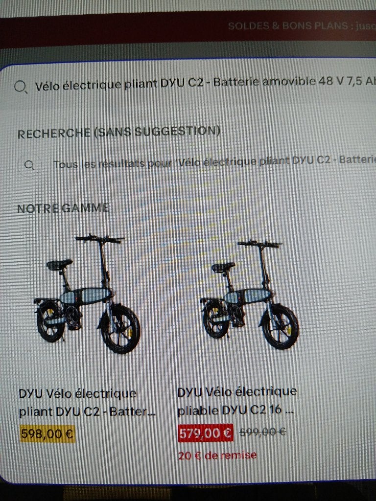Vélo électrique pliant DYU C2, Vélos & Vélomoteurs, Neuf, Autres marques, Moins de 47 cm, Enlèvement