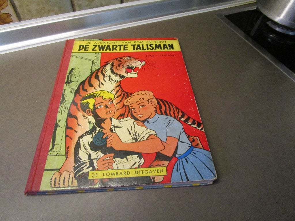 Pom en Teddy - De zwarte talisman - 1e druk - 1958, Boeken, Gelezen, Eén stripboek, Ophalen of Verzenden, Craenhals Frans
