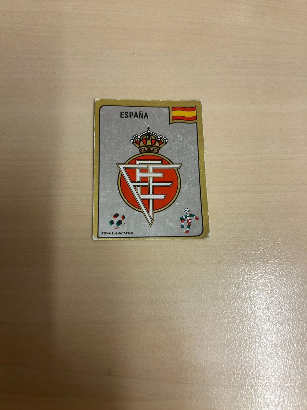 Panini WK 90 embleem Spanje, Ophalen of Verzenden, Zo goed als nieuw, Sticker