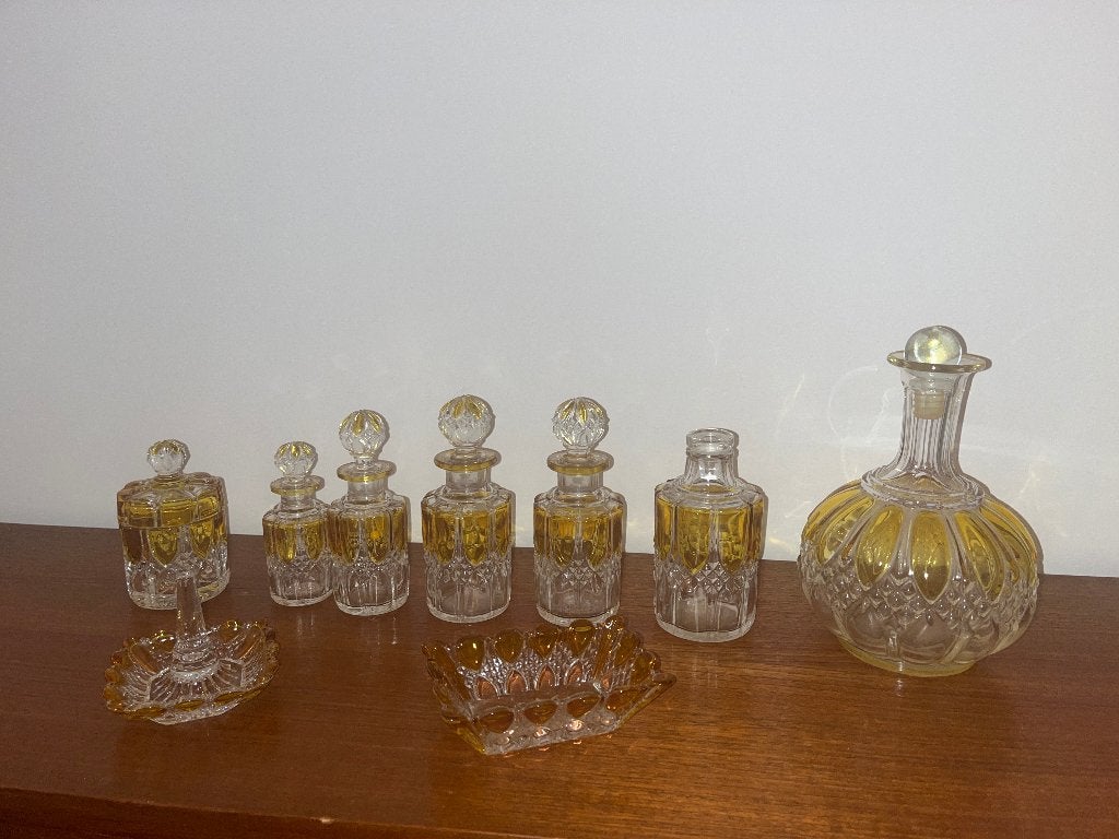 Vintage Val Saint Lambert parfumset (kristal), Antiek en Kunst, Ophalen