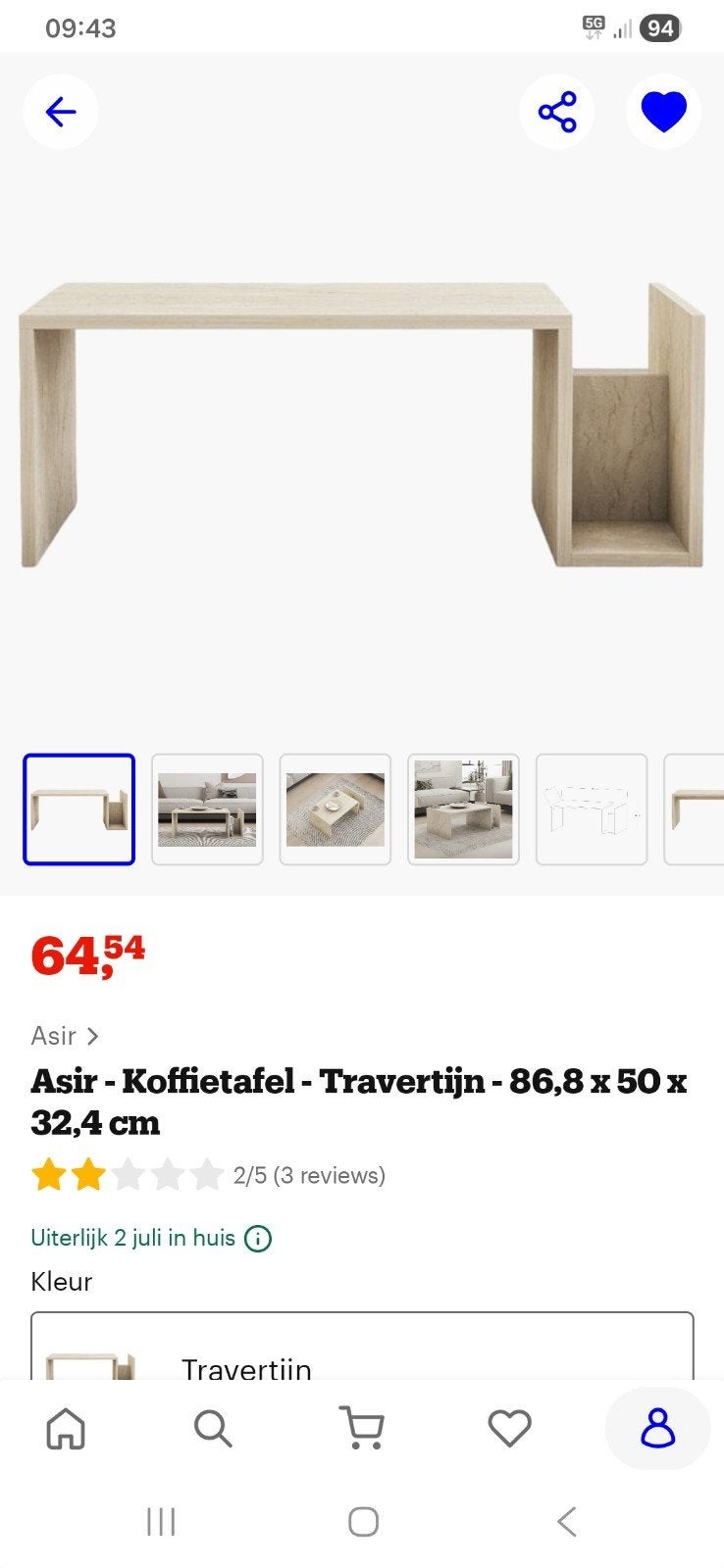 Nieuwe salontafel, Ophalen