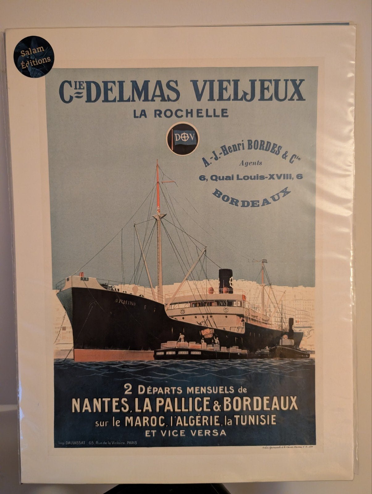 Affiche d’art vintage "Cie Delmas Vieljeux" 30x40 cm, Rechthoekig Staand, Nieuw, Ophalen of Verzenden, A1 t/m A3