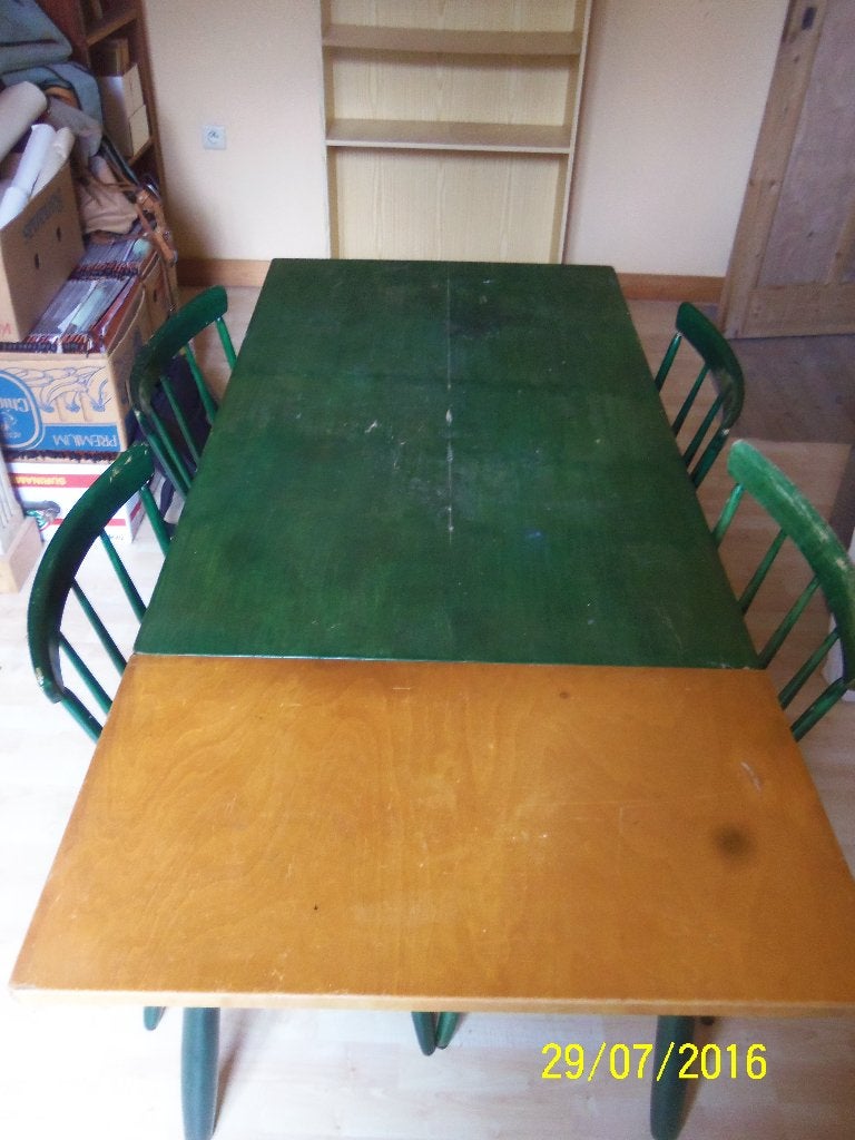 Tafel en stoelen, Huis en Inrichting, Tafels | Eettafels, Ophalen, Gebruikt, Overige houtsoorten