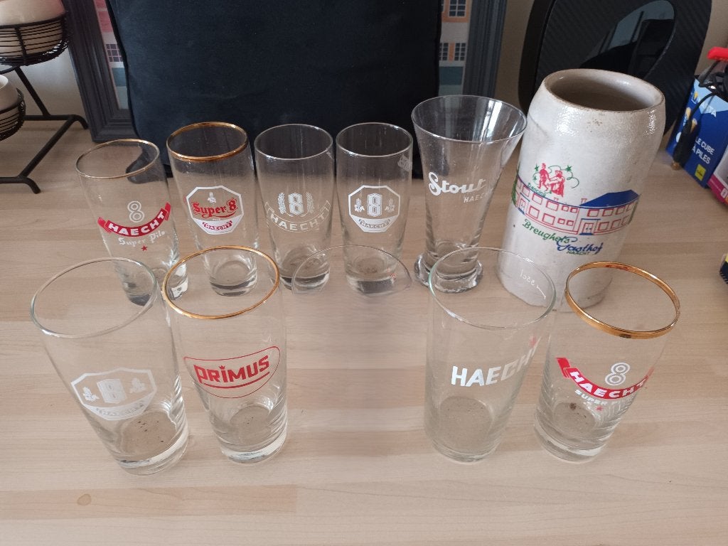 Set antieke glazen | Brasserie Haacht, Verzamelen, Ophalen