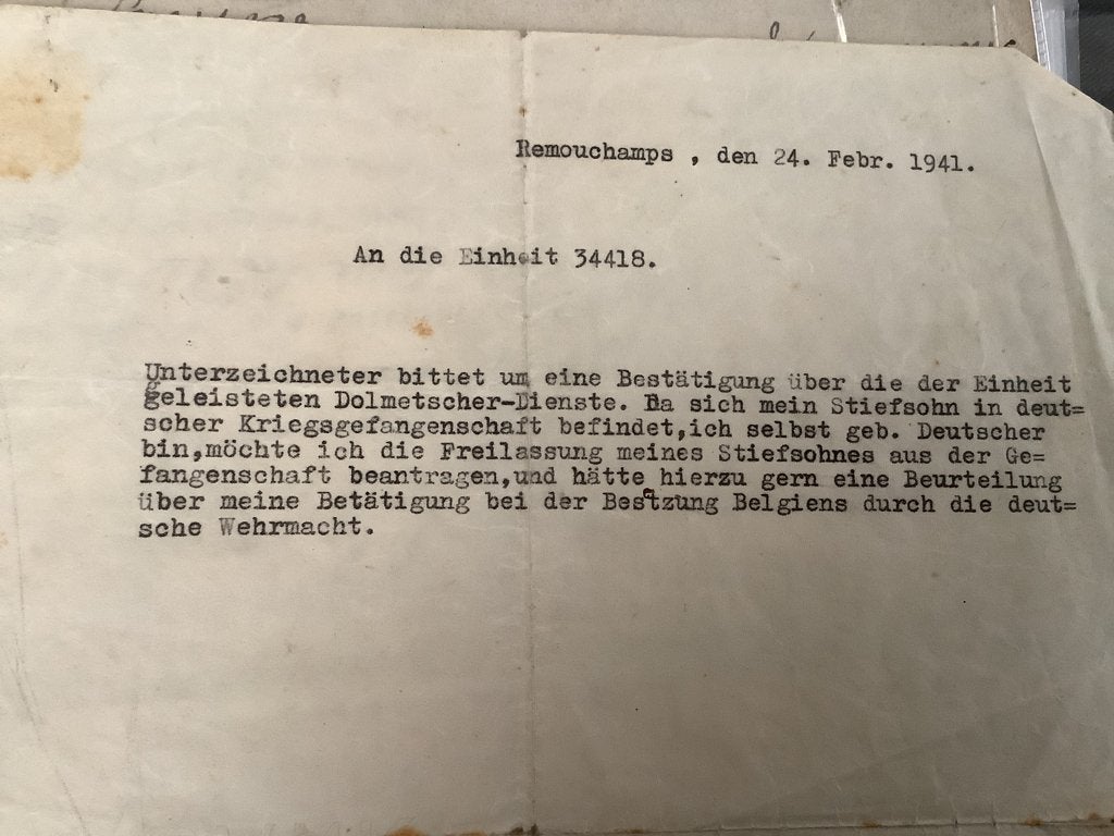 Document authentique Ardennes ww2 occupation, Enlèvement