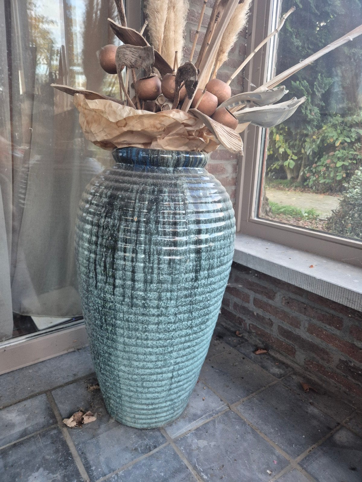 zware grote design vaas terras, Ophalen of Verzenden