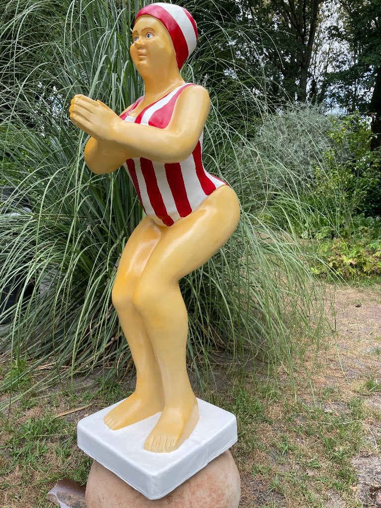 Duikende dame, zwemster jacuzzi tuin, zwembad, vijver 115cm, Ophalen, Nieuw, Kunststof, Mensenbeeld