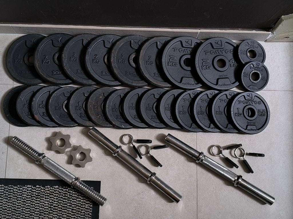 37kg Ensemble d'haltères de Domyos (28mm), Enlèvement, Utilisé, Bras, Set d’haltères