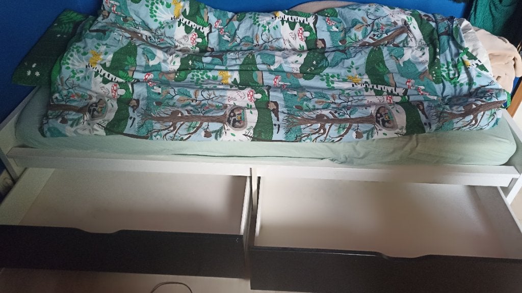 Eenpersoonsbed, Ophalen, 85 tot 100 cm, Gebruikt, Lattenbodem