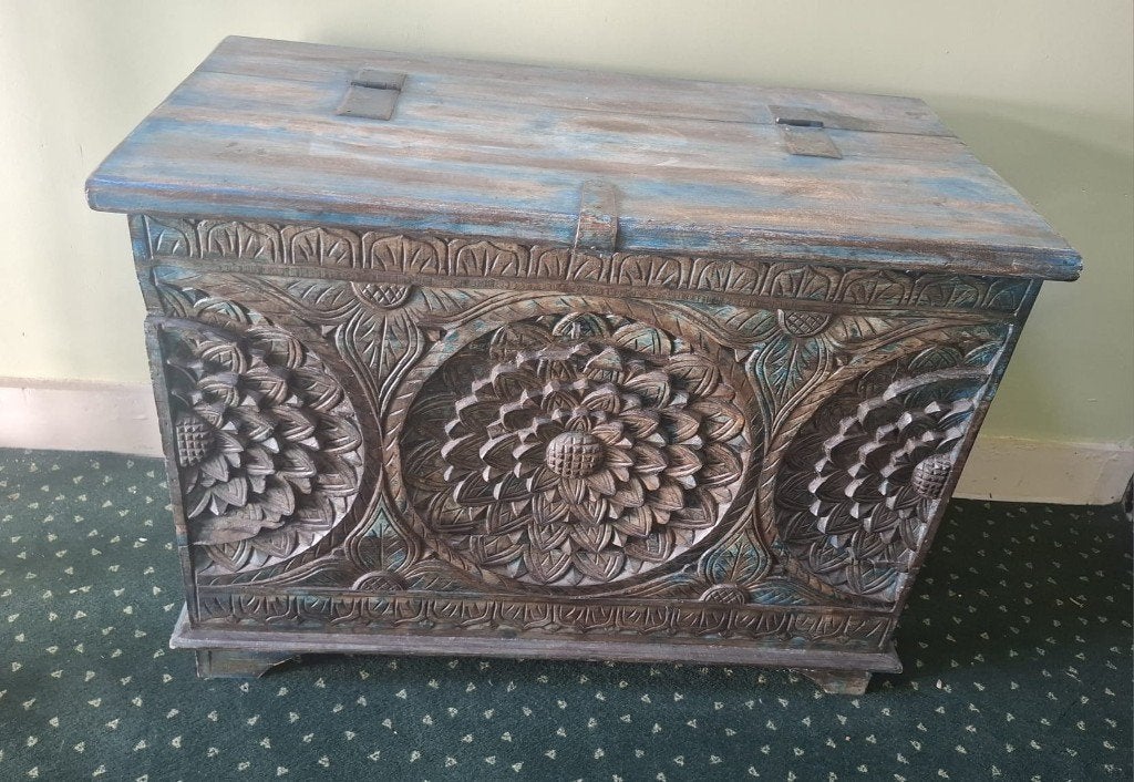 Indische koffer Rajastan - L 80/D 40,5/ H 60,5 - 350€, Antiek en Kunst, 61 cm, Overige typen, Indonesië, Handgemaakt
