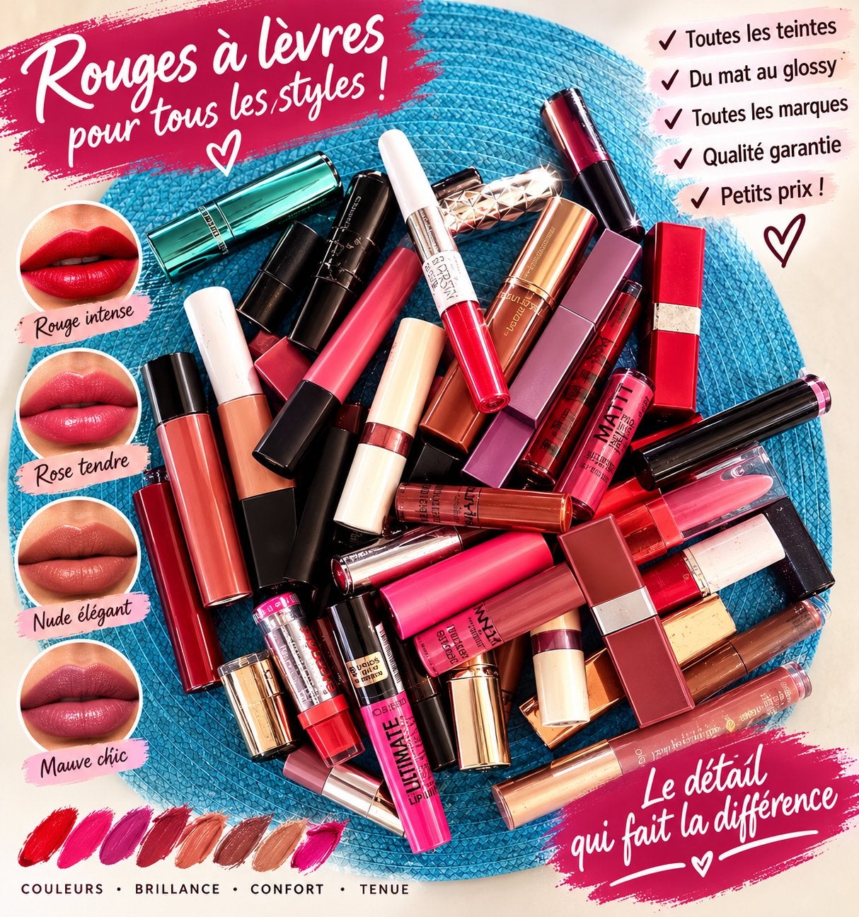 Lot de touge à lèvres, Maquillage, Enlèvement ou Envoi, Autres couleurs, Lèvres