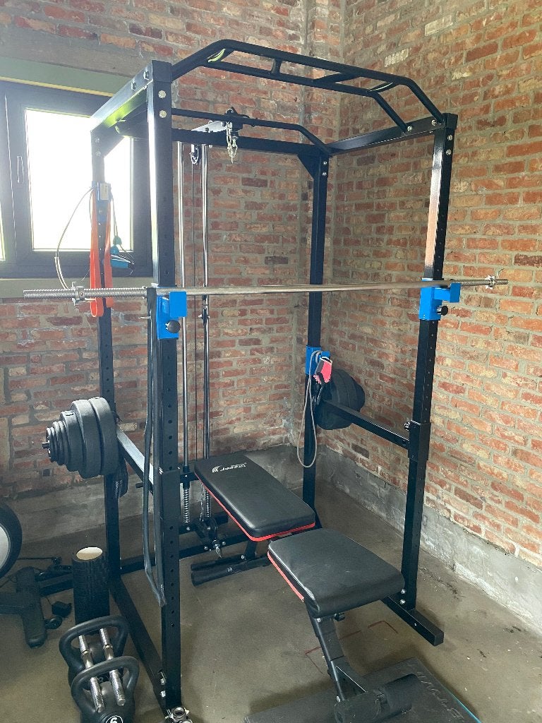 Squad Rack met bench & bar, Sport en Fitness, Ophalen, Benen, Krachtstation, Zo goed als nieuw