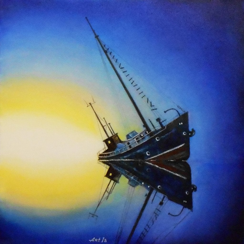Peinture « Un endroit calme », Antiquités & Art, Art | Peinture | Moderne, Textile, Peinture à l'huile, Paysage, Sur cadre en bois