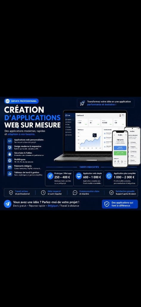Création site web ou application, Enlèvement ou Envoi