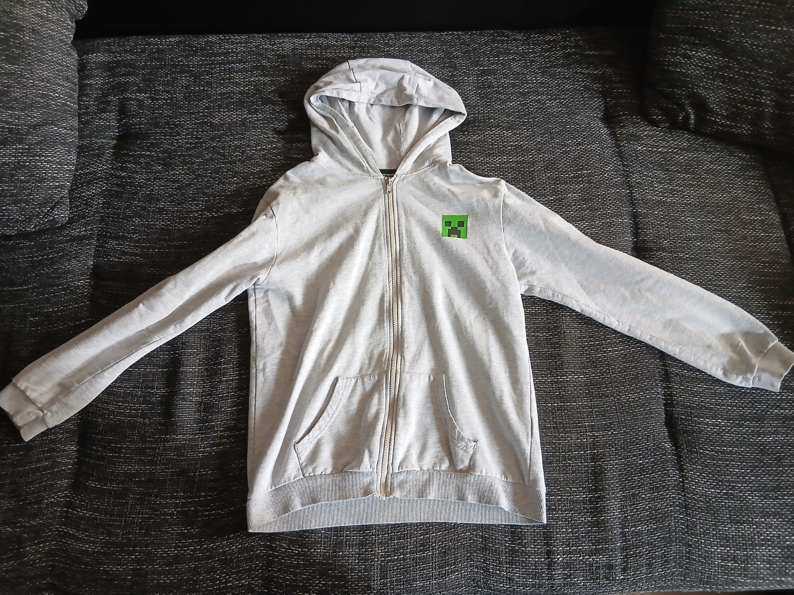 Lichtgrijze hoodie minecraft, Kinderen en Baby's, Kinderkleding | Maat 158, Trui of Vest, Zo goed als nieuw, Jongen, Ophalen