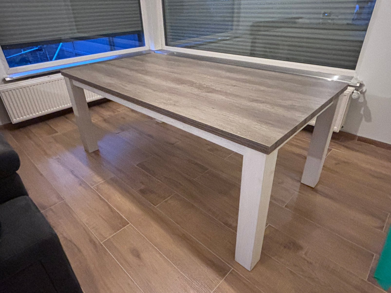 Eettafel 190x102cm wit grijs, Ophalen, Gebruikt
