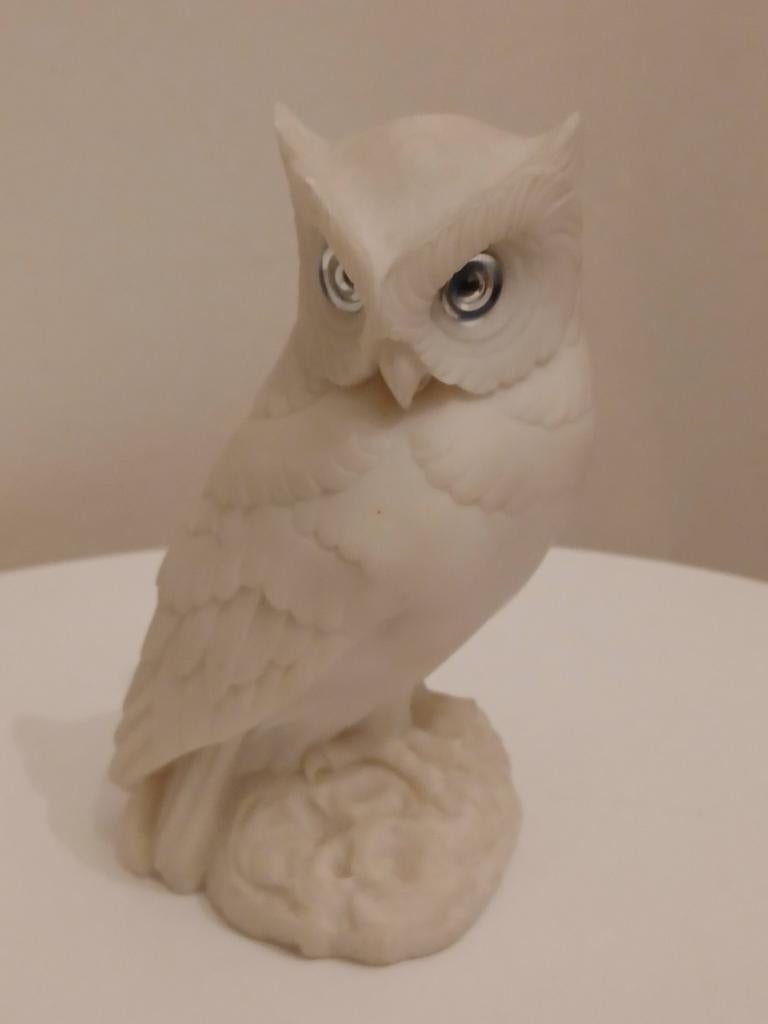 Vintage uil/uil in wit albast - 12 cm, Ophalen of Verzenden