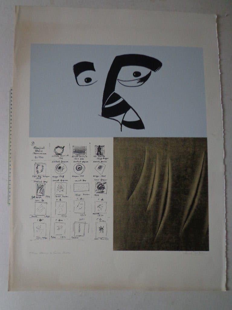 gezochte litho van Paul De Vree "Homage to Lucio Fontana", Antiek en Kunst, Genummerd, Ophalen, Lithografie