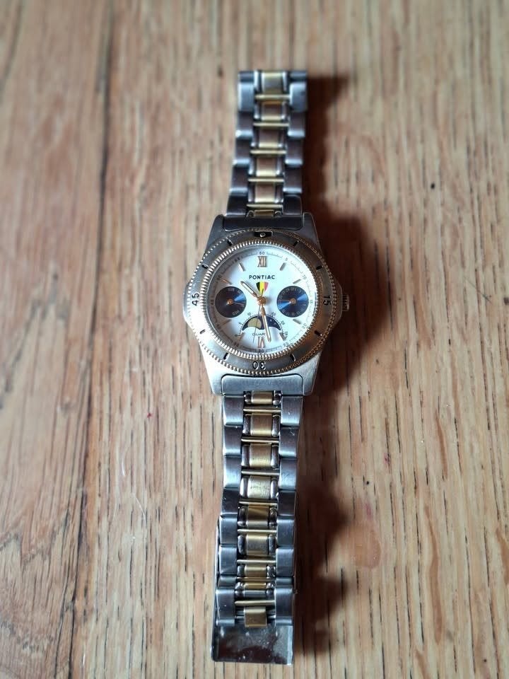 Pontiac horloge, heren, quartz, bekend als „supporters”, Staal, Gebruikt, Staal, Polshorloge