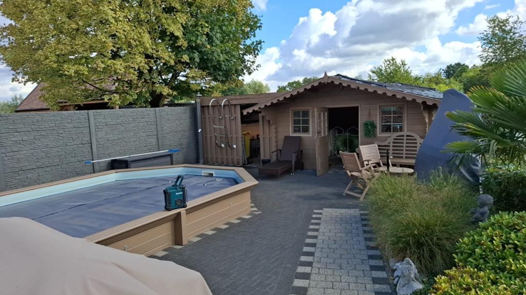 Houten zwembad 6.20m x 3.60m, Tuin en Terras, Ophalen, Afdekzeil