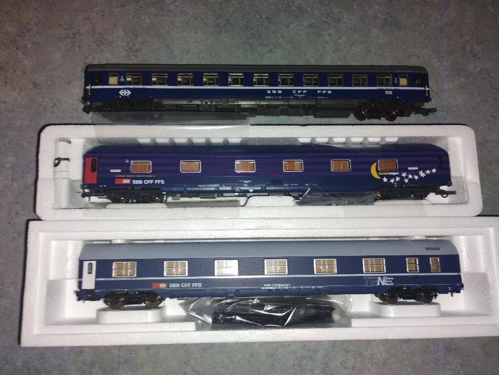 3 Slapwagens Roco Rivarossi SBB CFF v H0 1/87 303 mm, Hobby en Vrije tijd, Modeltreinen | H0, Zo goed als nieuw, Wagon, Gelijkstroom of Wisselstroom