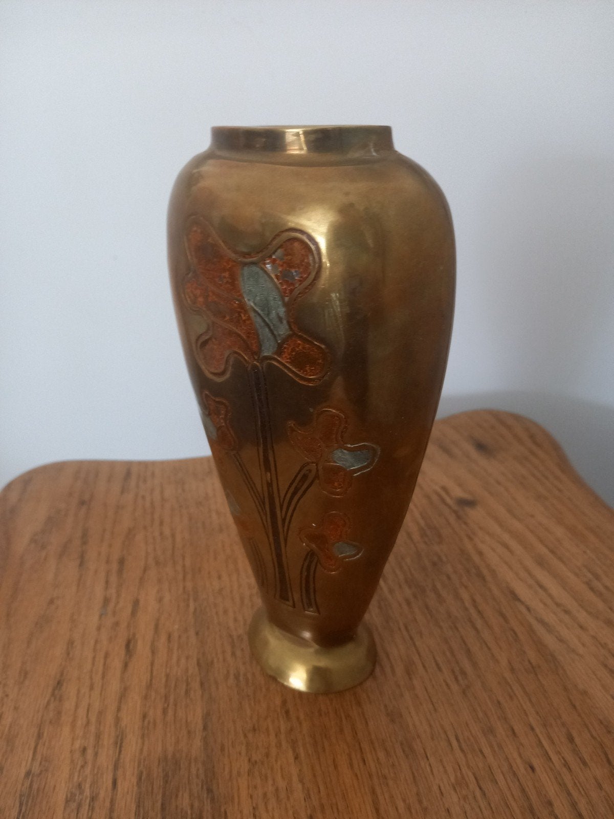 Vase champlevé en laiton antique — Art Déco/Art Handmade, Enlèvement ou Envoi