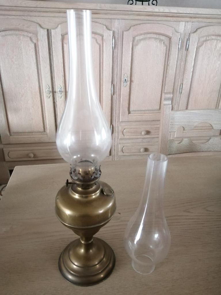 koperen lamp + extra NIEUW glas, Antiek en Kunst, Ophalen of Verzenden, Koper