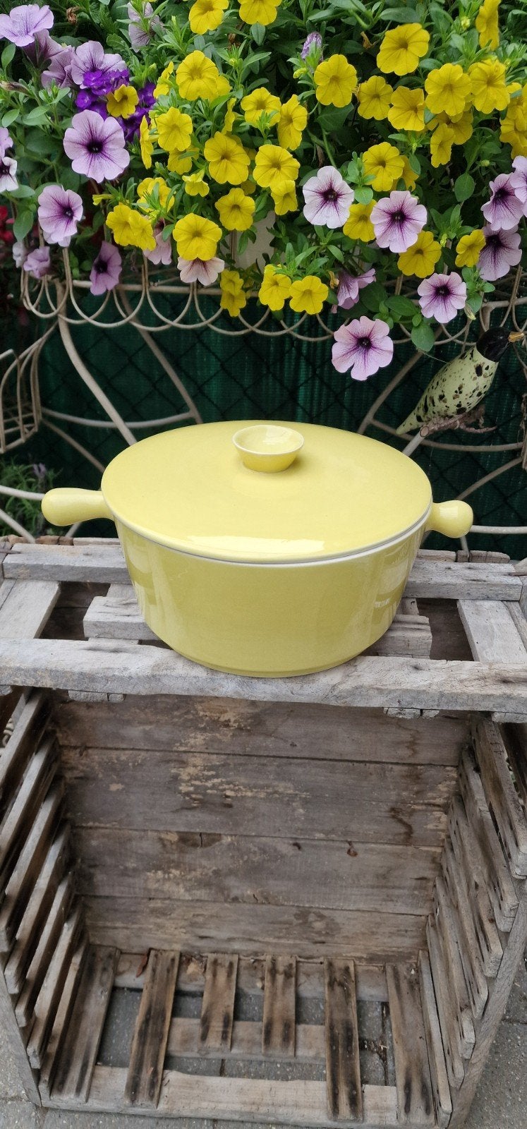 Magnifique grand bol de terrasse jaune fabriqué par Boch Bel, Enlèvement ou Envoi