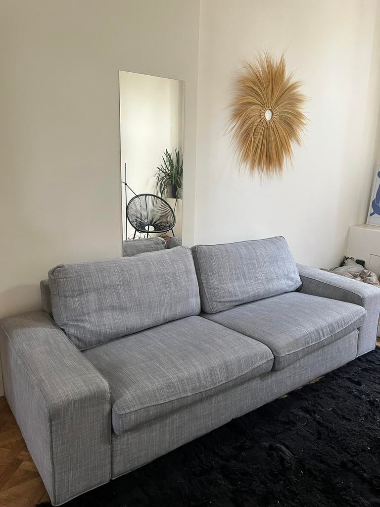 CANAPÉ EN TISSU GRIS (2 places), Maison & Meubles, Canapés | Sofas & Chaises Longues, Utilisé, Deux personnes, 200 à 250 cm, Moins de 75 cm